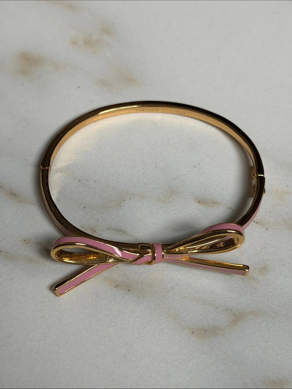 Kate Spade Skinny Mini Bow Bangle Pink Gold